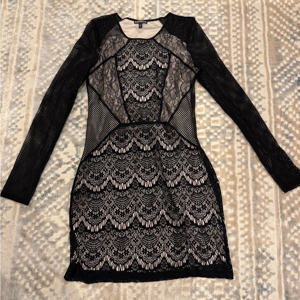 Express Black and White Bodycon Cocktail Dress